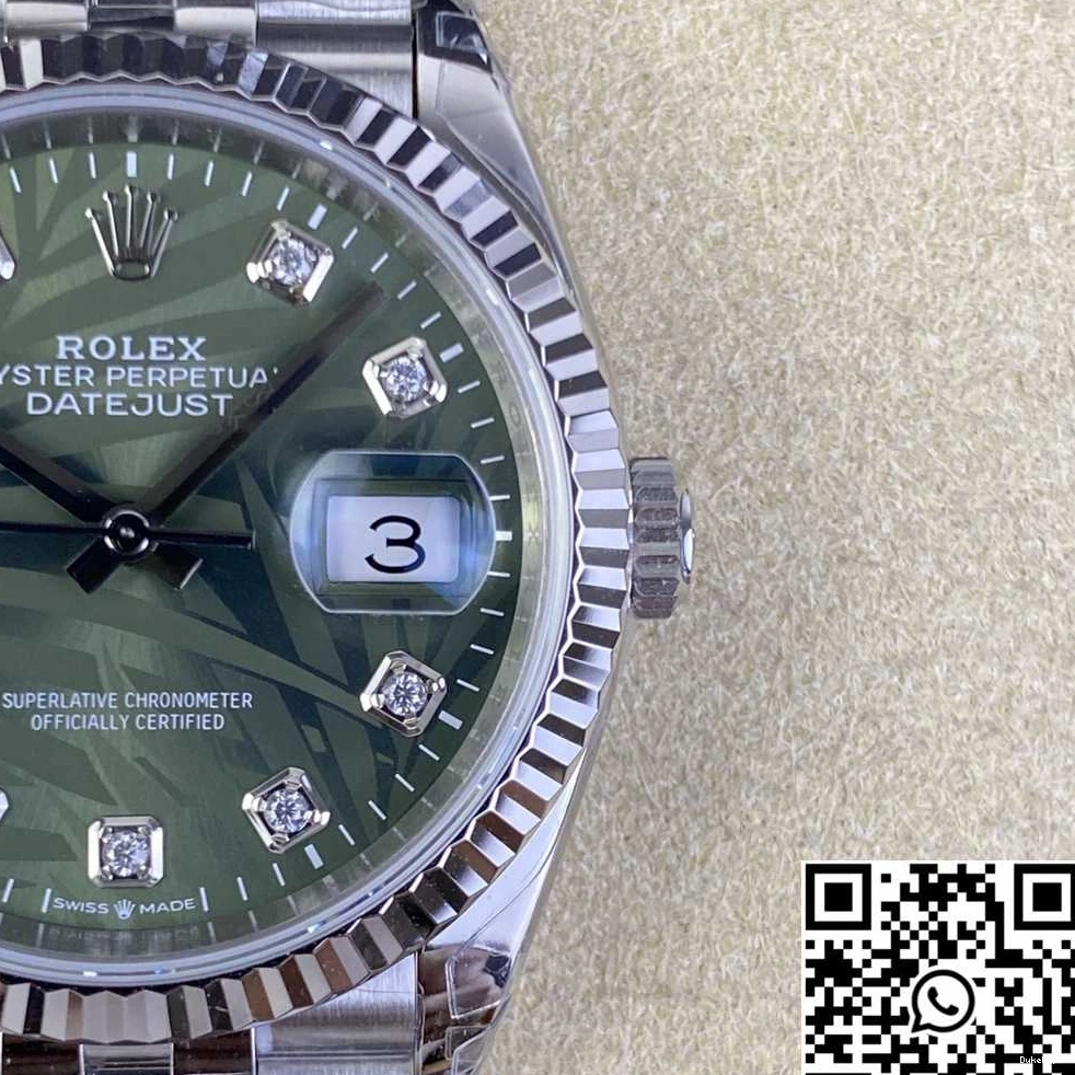 Dial Datejust Stainless Clean Rolex Steel Hourmarker Motif 36MM M126234 Green Factory Diamond 1209